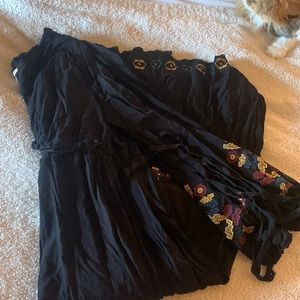 Francescas embroidered black tiered maxi dress